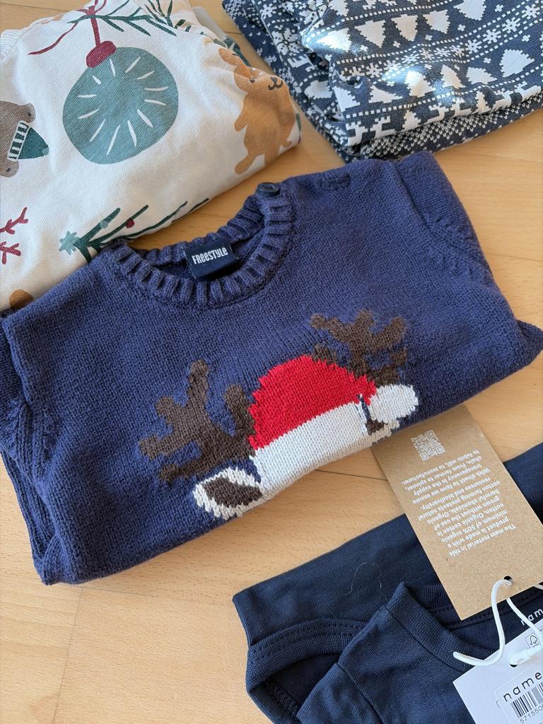 Blå julesweater 68
