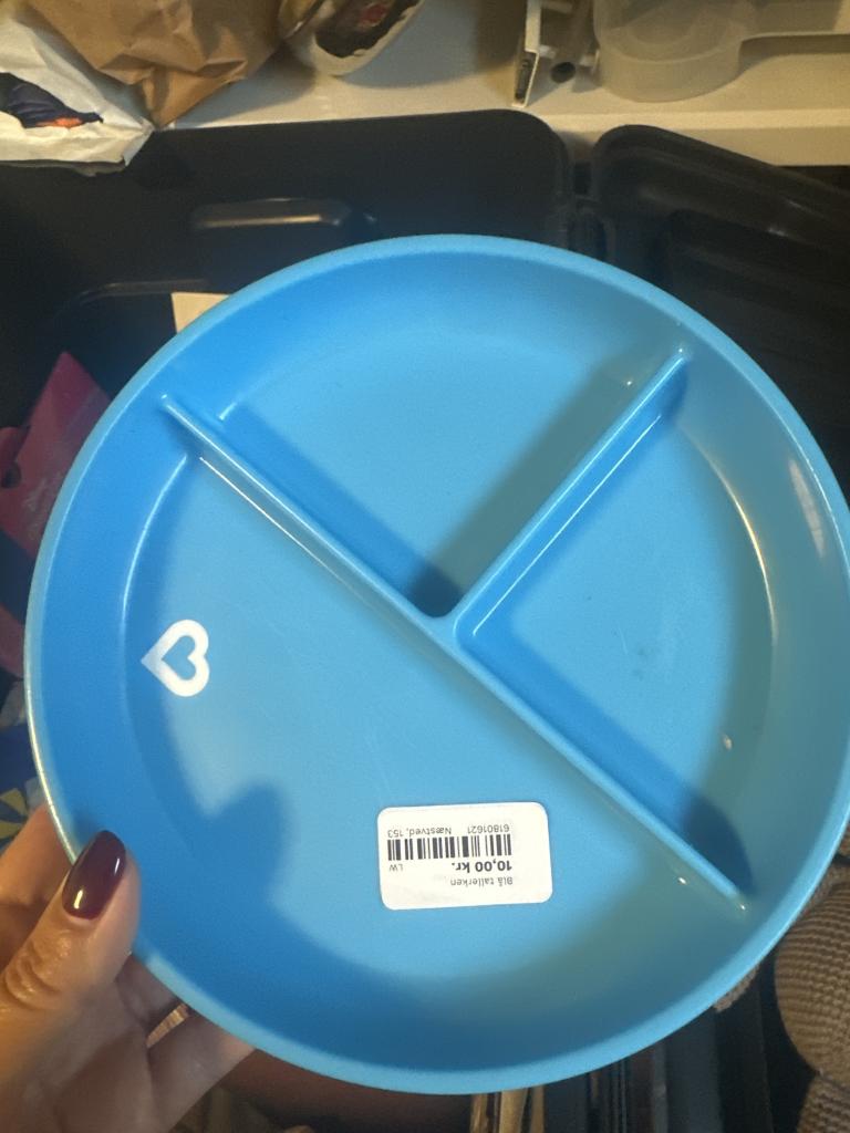 Blå tallerk med inddelin