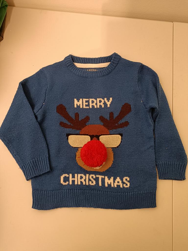 Blå juletrøje 110/116
