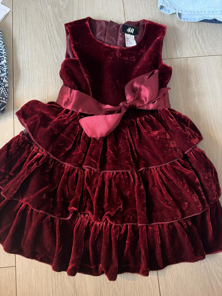 H&M velourkjole rød 92