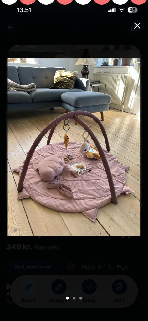 Aktivitetstæppe rosa