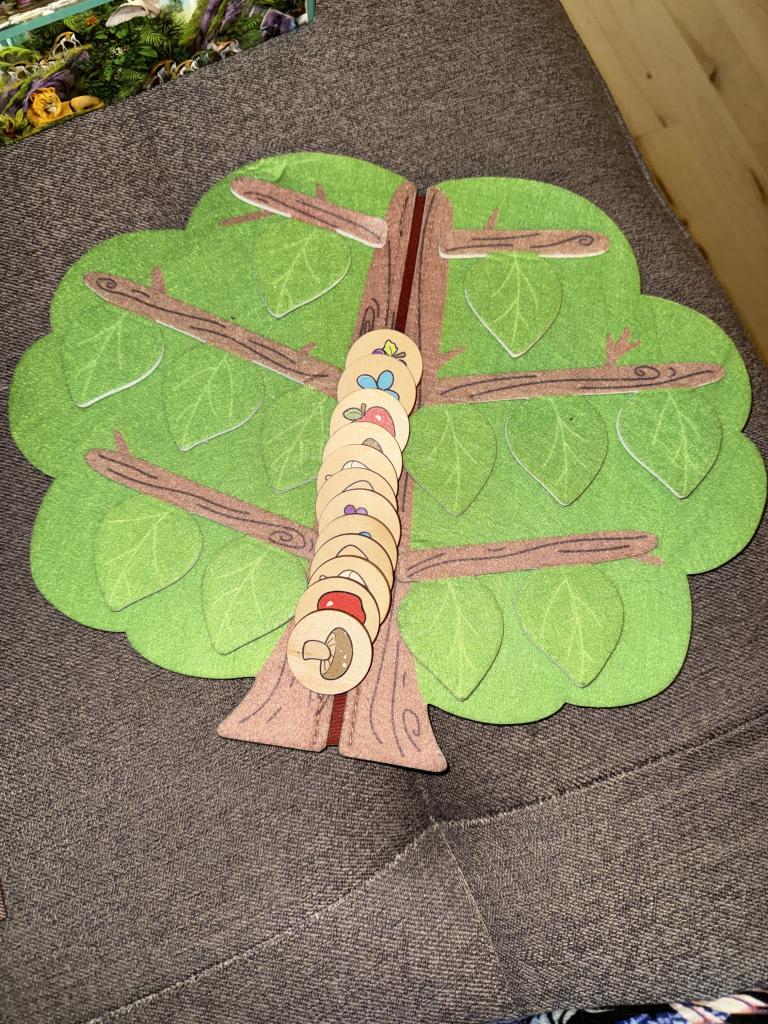 Træ spil med brikker