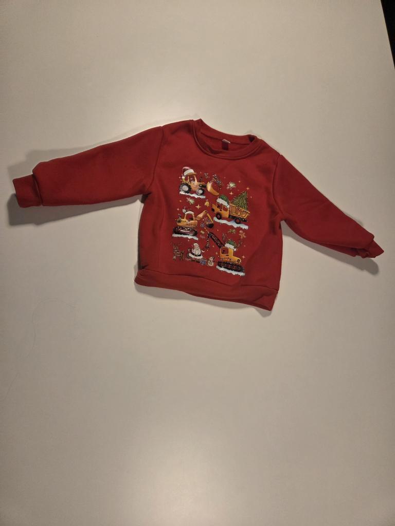 Rød julesweatshirt str 1-2 år