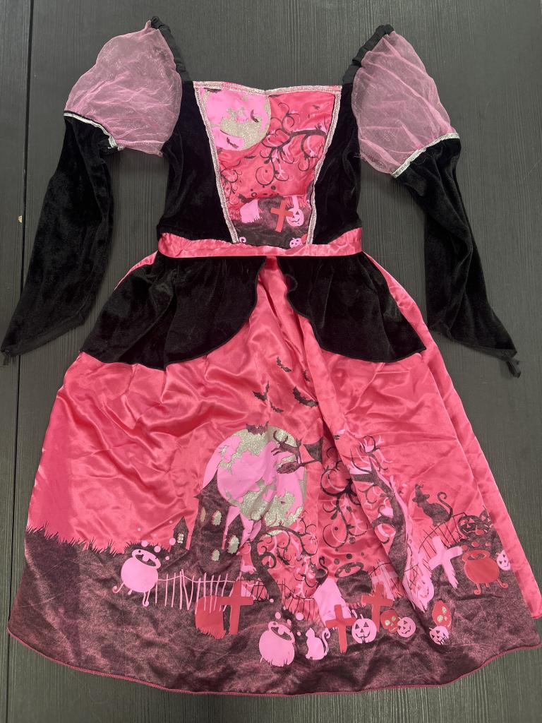 Rosa heksekostume 128
