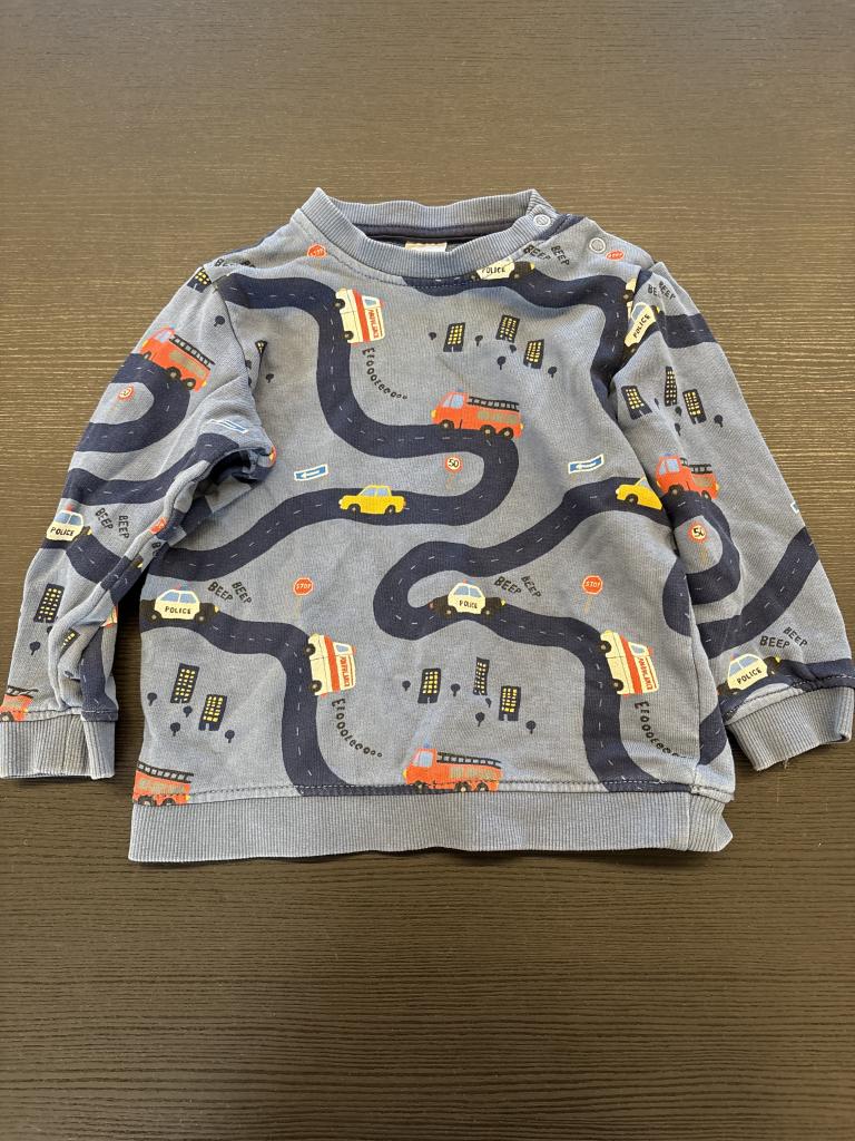 Blå bilsweatshirt 86